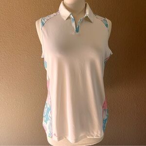 Adidas women’s sleeveless golf Shirt, Large W SL Polo Resort.